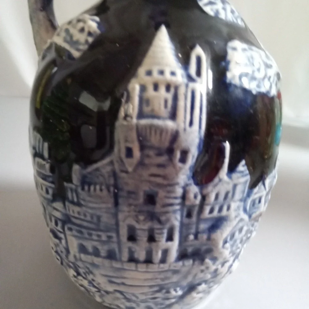 Vintage Tilso Japan Cobalt Blue Musical Decanter Crown Stopper Gold Trim 7.25